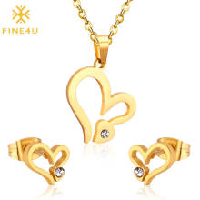 New 2020 Stainless Steel heart Earing and Necklace Jewelry Set